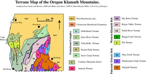 Tectonic map of Oregon Klamaths