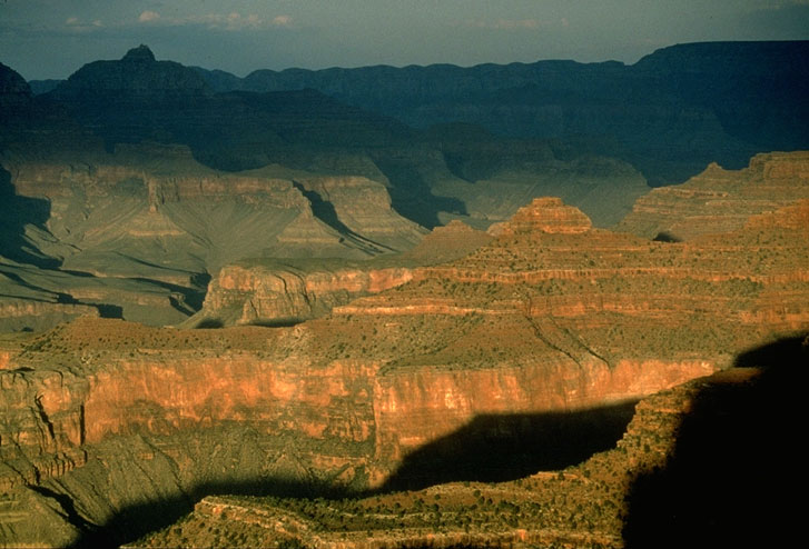 Horizontal strata of the Grand Canyon, Arizona.