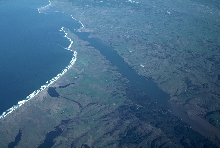Aerial view of San Andreas fault near Pt. Reyes.