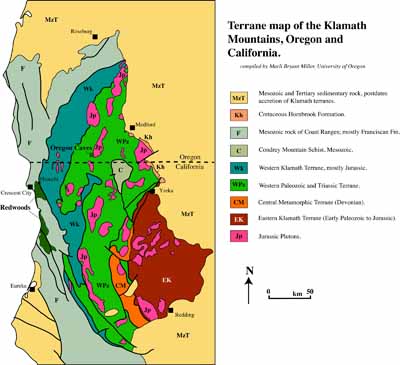 Tectonic map of Klamath Mtns, CA-OR